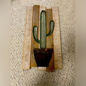 Rustic Wood + Metal Cactus Wall Decor
